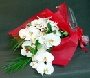 胡蝶欄花束　大輪（白　観葉入り）
